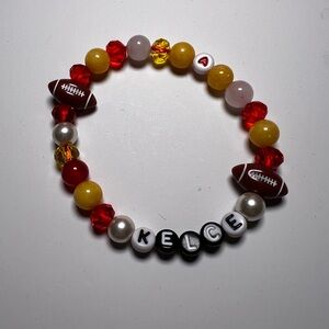 Chiefs Kelce Football Bead Bracelet - Red, Yellow, White